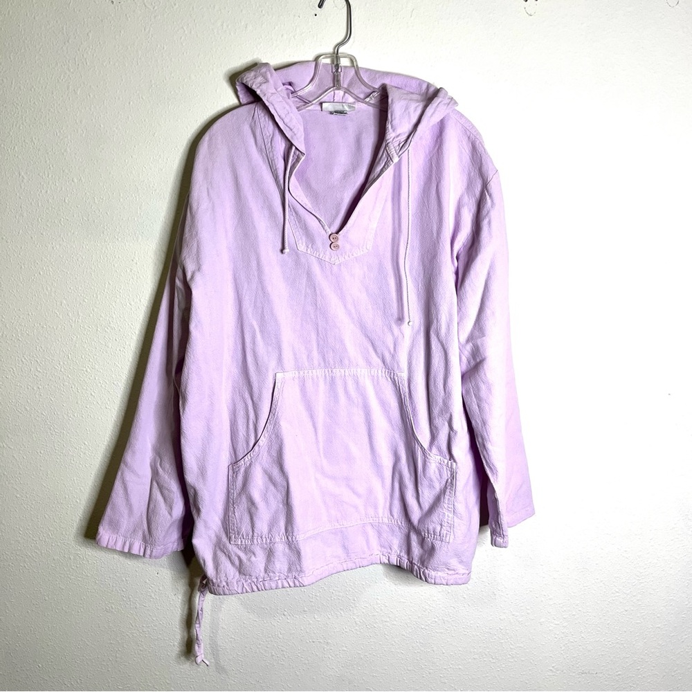 Soft Surroundings Lavender Top cotton woven pullover hoodie size L beach